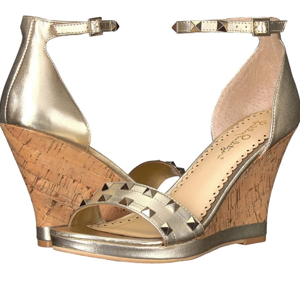 Lilly Pulitzer Gold Stud Wedges